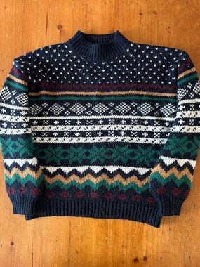 Vintage Passport 90s Mock Neck Acrylic Chunky Knit Indie Cottagecore Sweater